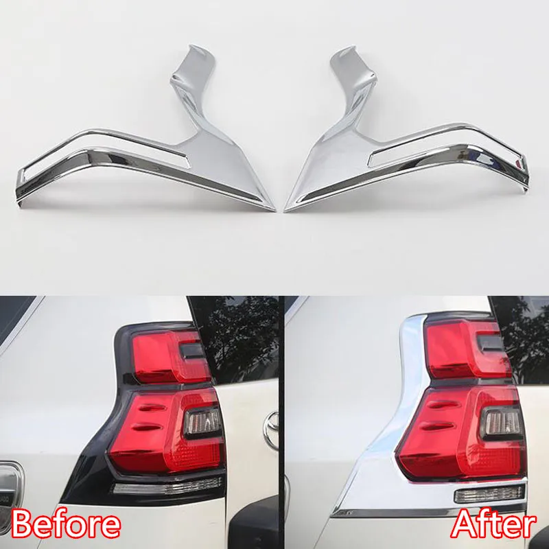 

2Pcs Fit For Toyota Land Cruiser Prado 2018 Chrome ABS Car Rear Tail Fog Light Cover Trim Frame Decal Car Styling Accessory
