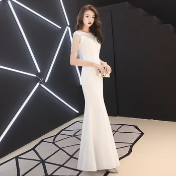 

2020 New Beading Evening Dress Long Simple Elegant Temperament Mermaid Evening Gown Banquet Host Dress Female Formal Dress