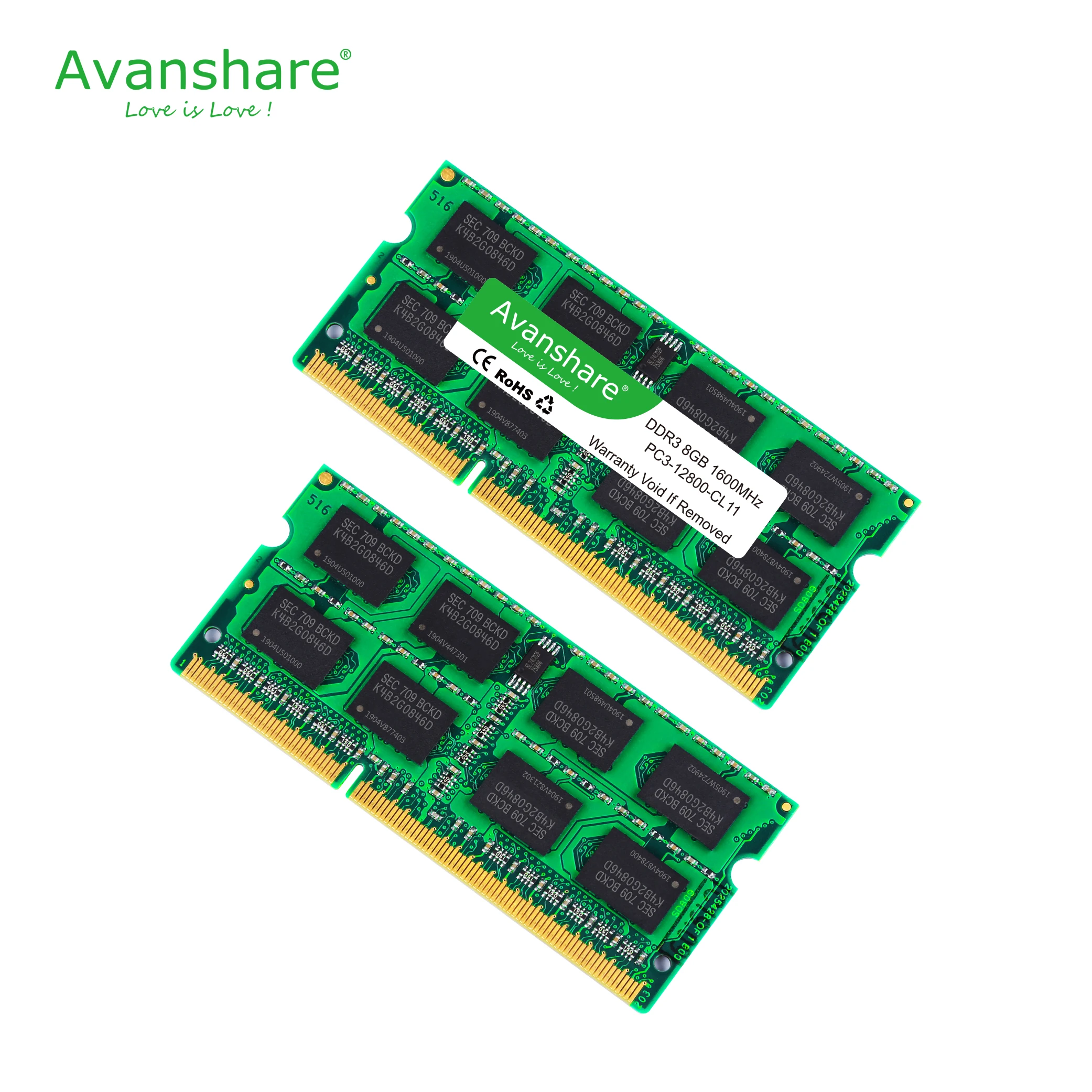 ОЗУ Avanshare Sodimm для ноутбука DDR3 2 ГБ 4 8 PC3 1 5 10600 МГц 1333 12800 1600 pin|Оперативная память| |