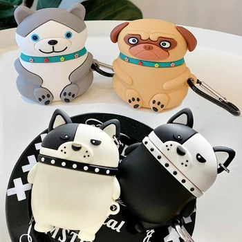 

For AirPods 1 2 3 Pro Case Cartoon 3D Shar Pei Husky Puppy Dog Wireless Bluetooth Silicone Earphone Cover EarPods case
