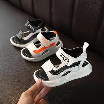 

Children's shoes summer 2020 new girls sandals children's soft bottom non-slip sandals boys beach sandals white black Size 21-30
