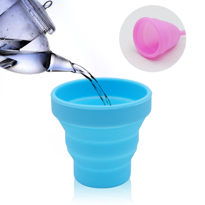 Менструальная стерилизационная чашка Складная силиконовая чашка Гибкая для очистки менструальная чашка перерабатываемая походная Складная стерилизатор чашка