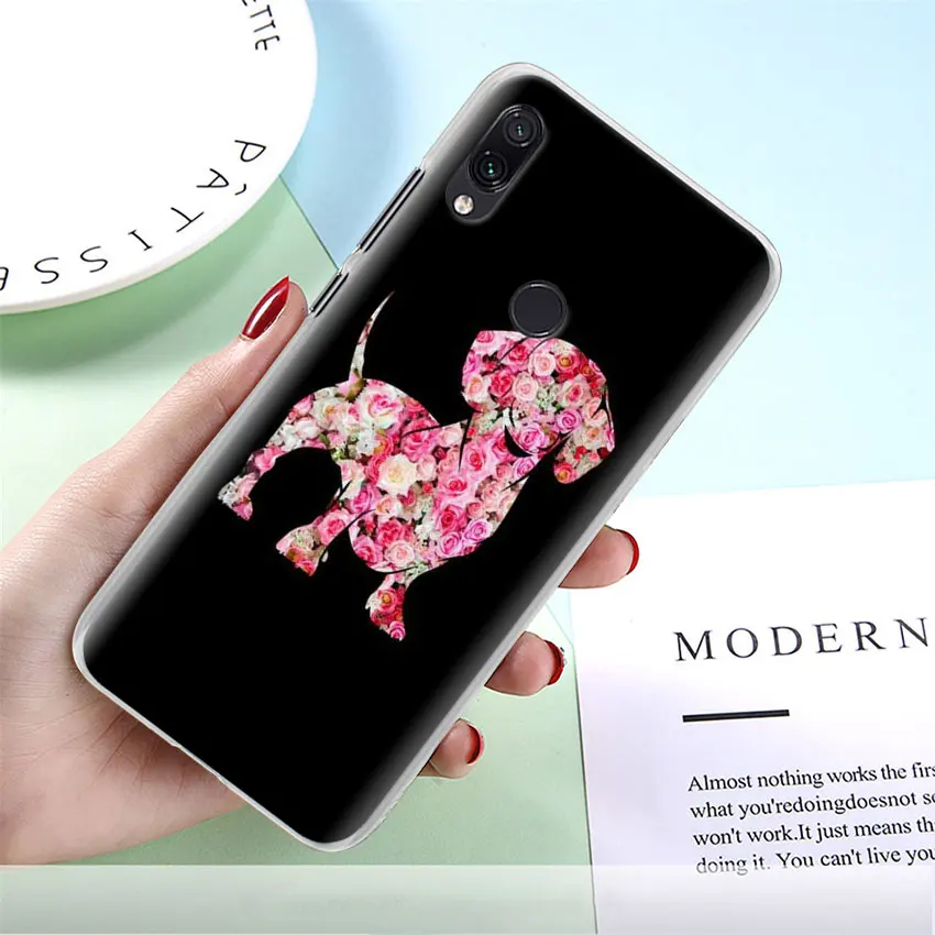 Чехол Dachshund Doxie Flower Dog Puppy для Xiaomi mi A3 A1 A2 8 Lite 9T CC9E Play Red mi K20 Pro 7A Note 7 7S жесткий прозрачный чехол