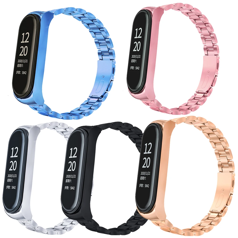 

Металлический ремешок для Xiaomi Mi Band 6/5/4/3, браслет из нержавеющей стали для Xiaomi Mi 4 3, металлический ремешок