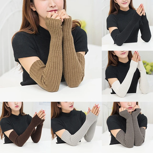 Sleeve Soft Fingerless Bras Hiver Femme Mode Moufles Chaud Tricoté