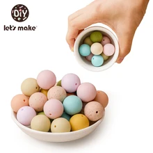 Let's Make – perles en Silicone pour bébé, 10 pièces de 20mm, de qualité alimentaire, couleur mixte, en vrac, bricolage, breloques à mâcher, collier, fabrication de bijoux, cadeau pour bébé 