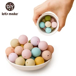 Let's Make 10pcs 20mm Baby Silicone Beads Food Grade Mixed Color Loose Beads DIY Chew Charms Necklace Jewelry Making Baby Gift