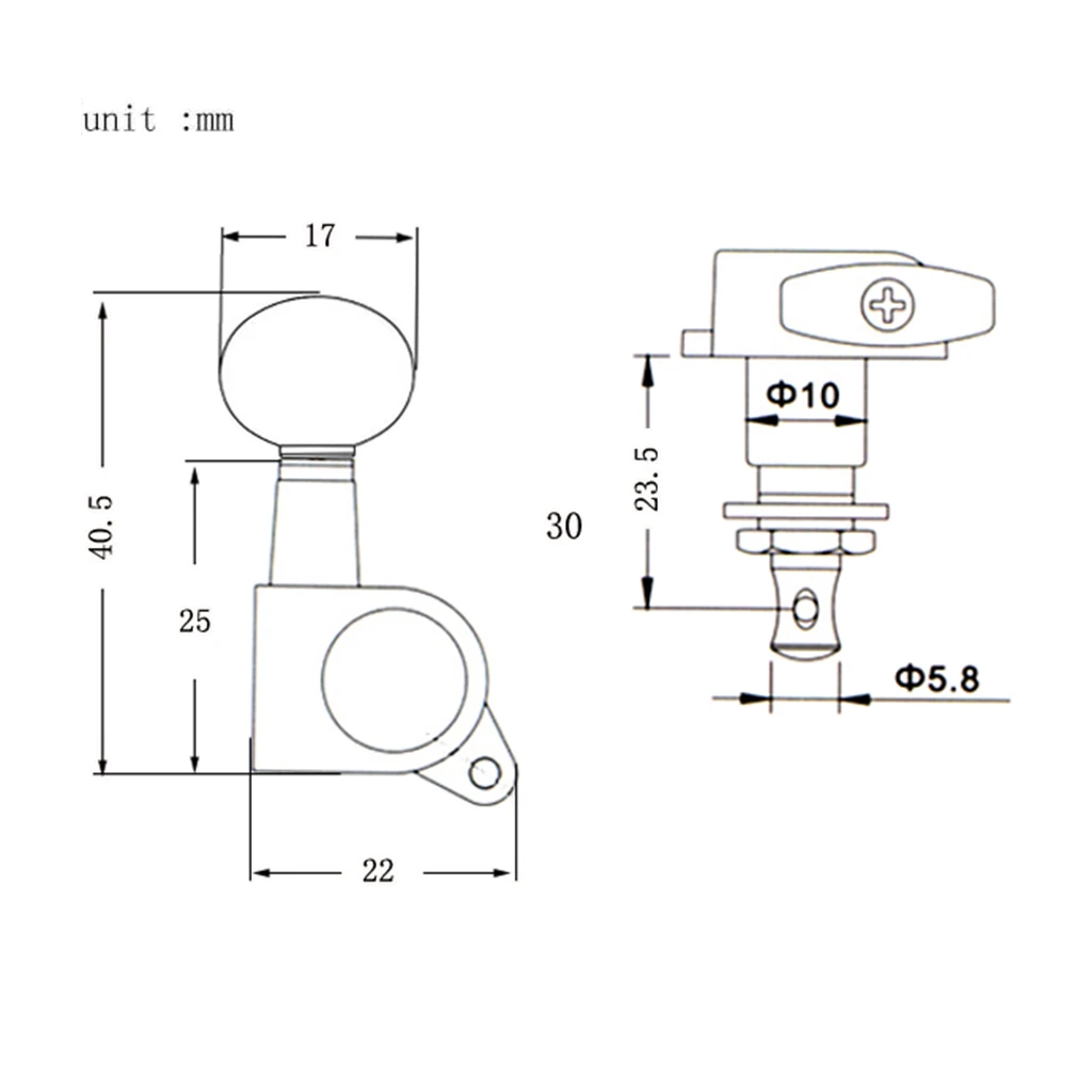 6pcs Tunnel Keys Head Tuning Mechanical 3R3L Retro Zinc Alloy For Electric Guitar - Gold