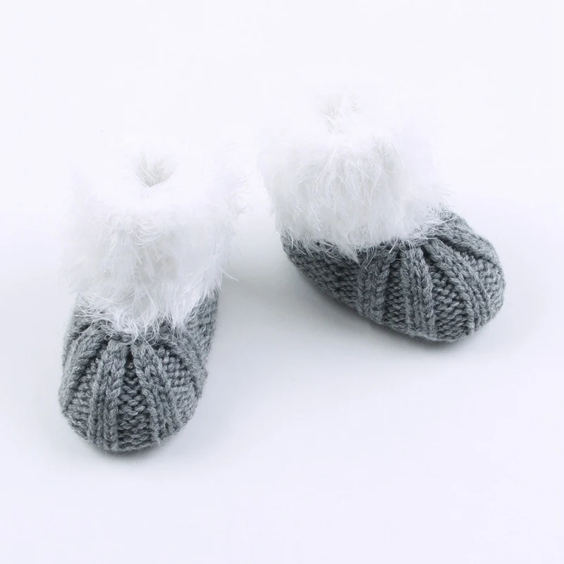 Детские ботинки для малышей; сезон осень-зима; милые ботинки для малышей; теплые однотонные вязаные ботинки с принтом для новорожденных