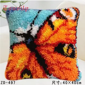 

Pillow"do it yourself"flower method needlework kit latch hook rug kit Unfinshed embroidered carpet pattern butterfly