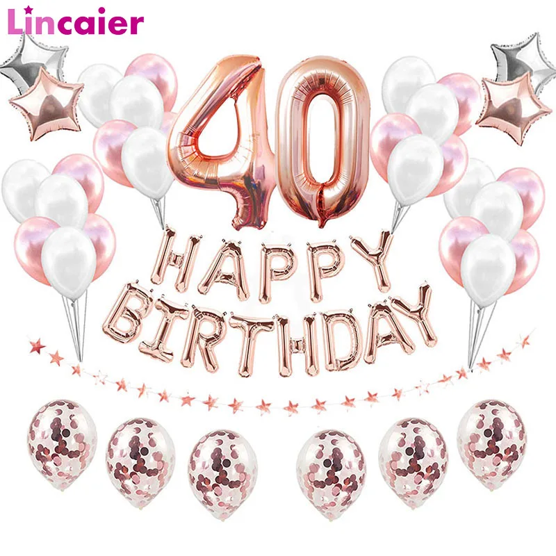 Ballons Pour Ceremonie Hommes Et Femmes 38 Pieces Pour 40e Anniversaire En Or Rose Pour 40 Ans Fournitures De Fete Aliexpress