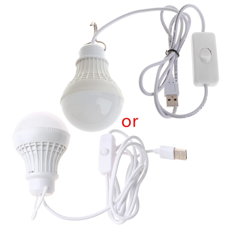 5W 10 LED Energy Saving USB Bulb Light Camping Home Night Lamp Hook Switch