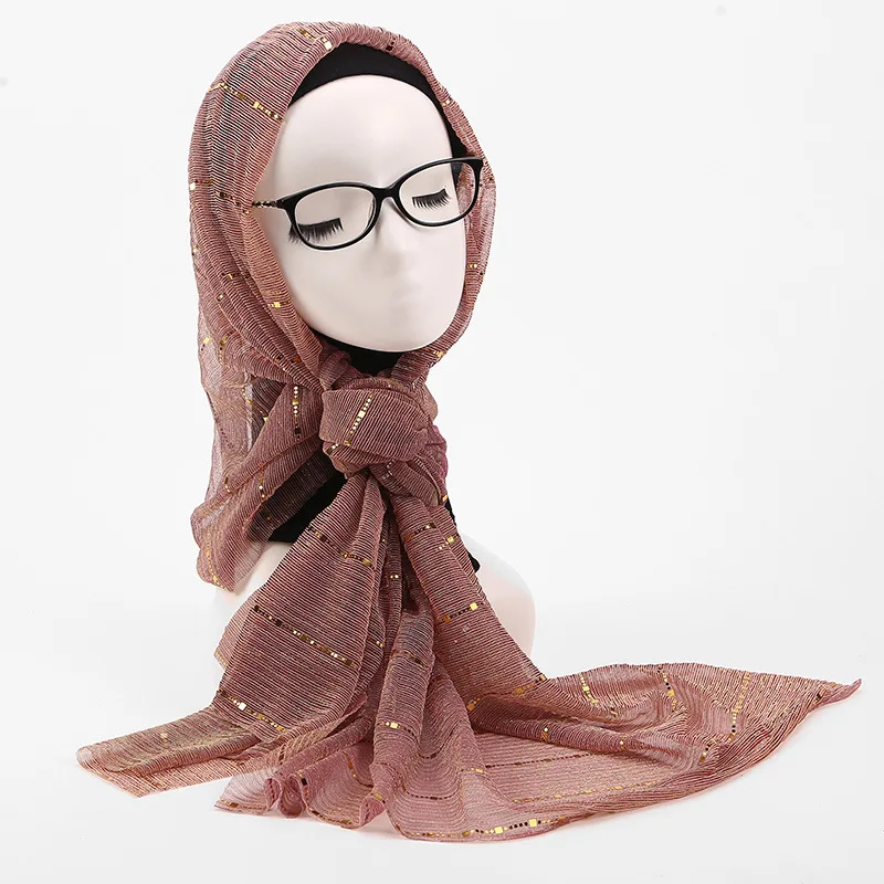 Muslim Women Sequins Glitter Hijab Scarf Ladies Shawls And Wraps Soft