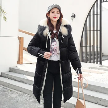 

ISENMAL Fashion Winter Jacket Women Big Fur Hooded Thick Down Parkas X-Long Female Jacket Coat Slim Warm Winter Outwear 2020