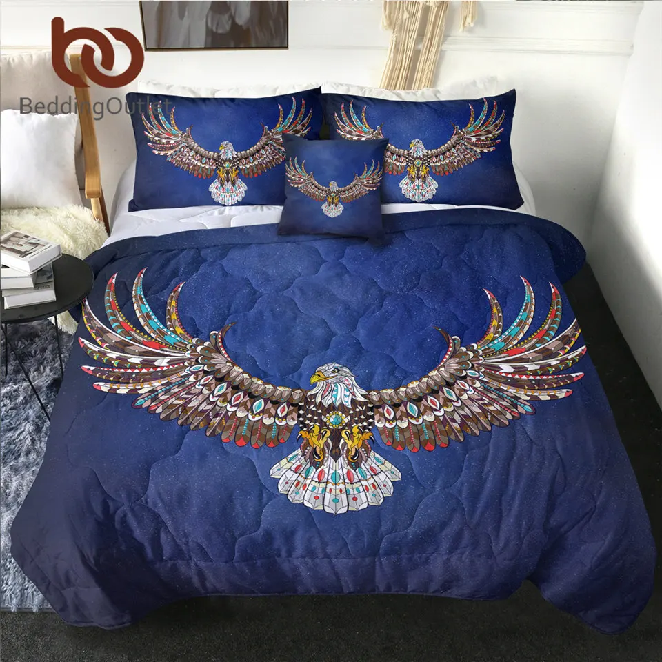 

BeddingOutlet Eagle Summer Quilt Set Geometric Air-conditioning Comforter Galaxy Bedding Night Sky Thin Duvet 4pcs colcha verano