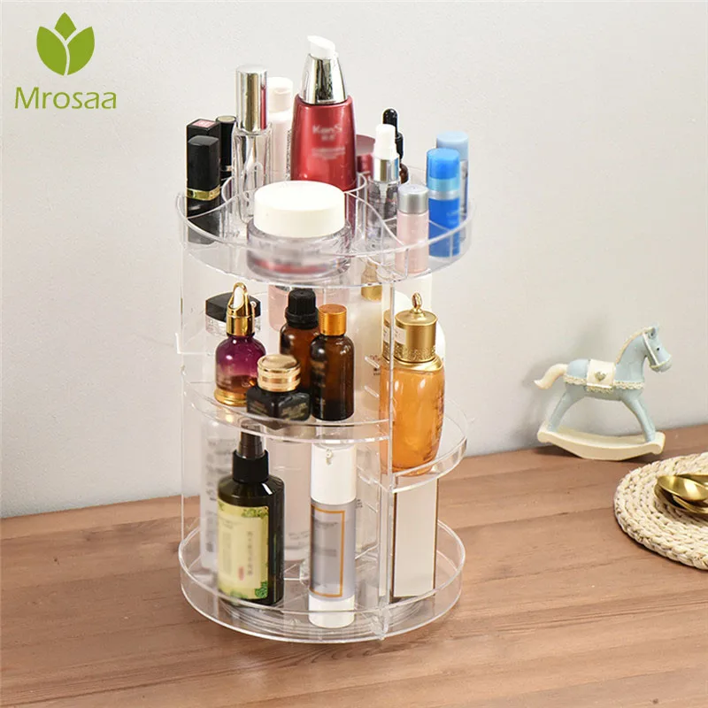 

Newest Cosmetics Racks Bathroom Organizer Racks 360 Rotating Adjustable Makeup Organizer Shelf Storage Box for Cosmetics Brushes