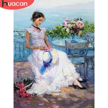 

HUACAN 5d Diamond Painting Full Square Drill Girl Decor For Home Flower Mosaic Picture Of Rhinestones Handmade Gift