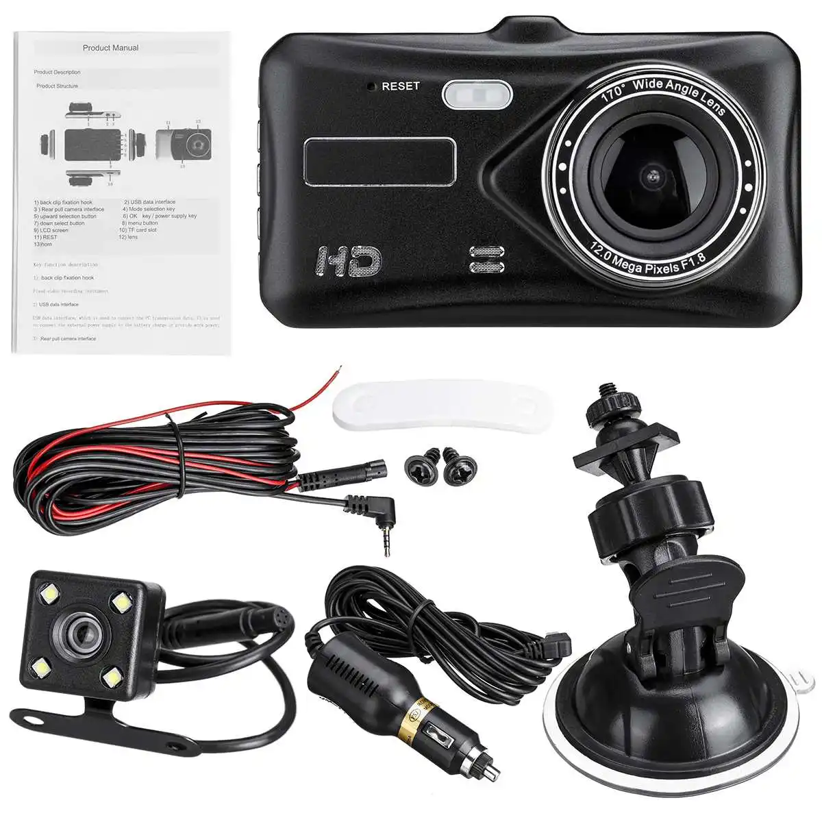 HD 1080P " автоматический Автомобильный видеорегистратор Dashcam Автомобильный видеорегистратор сенсорный экран двойной объектив g-сенсор камера заднего вида