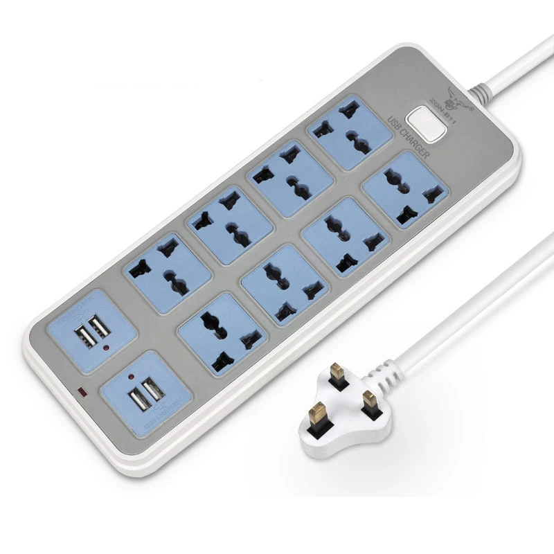 Blue-Grey 2 м силовое гнездо для шнура удлинителя 4 USB порта многофункциональное зарядное устройство адаптер 10A США ЕС Великобритания для офиса Бытовая монтажная плата - Тип: Blue-Grey