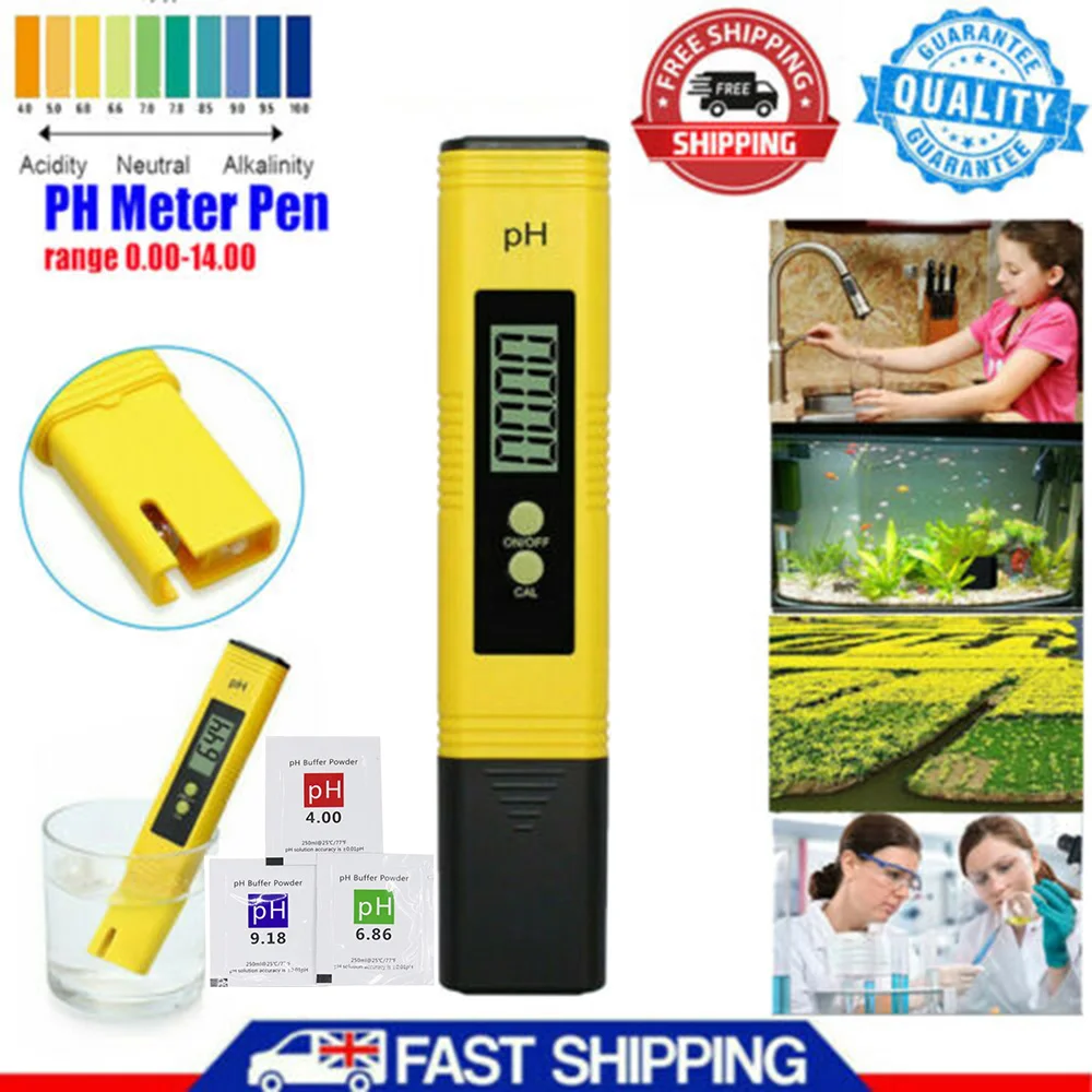 PH Meter 0.01 High Precision for Water Quality Tester with 0-14 Measurement Range Suitable Aquarium Swimming Pool