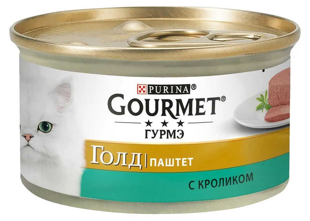 Корм влажный Gourmet Gold Паштет для кошек с кроликом, 85 г(24 шт