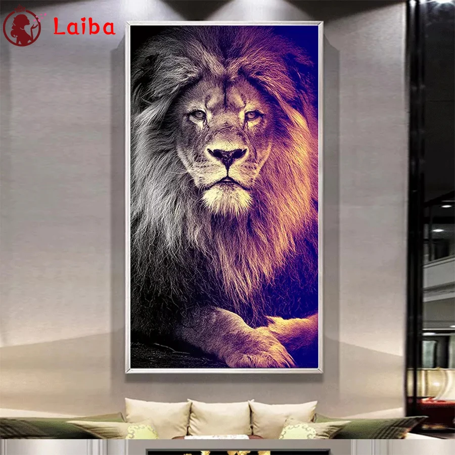 diy Diamond Painting Abstract art painted lion Embroidery Full square round drilling 5d Mosaic kits | Дом и сад