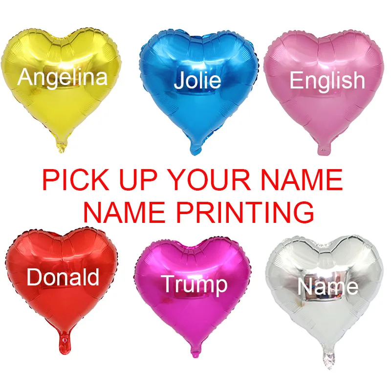 

18" Heart Balloons with your name Foil Mylar ,Custom Name, Pick Your Letters, DIY Birthday,Wedding Party Decorations, Name Ball