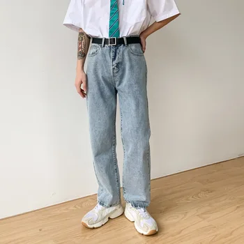 

New Men Vintage Casual Classic Jeans Pants Male Retro Hip Hop Streetwear Straight Denim Wide Leg Trousers Japan Korea Style Pant