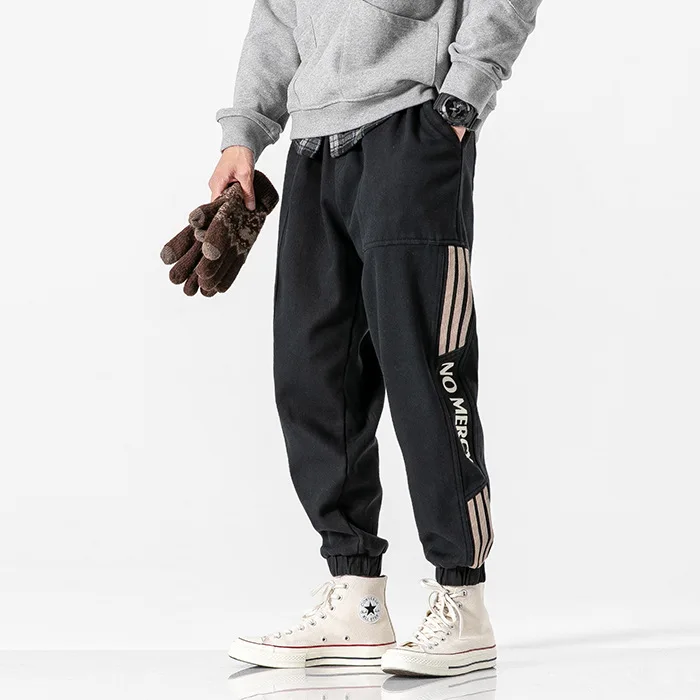 

City Where the Product Winter Printed Loose-Fit Ankle Banded Pants Lace-up Stripes Casual Pants Bib Overall Japanese-style