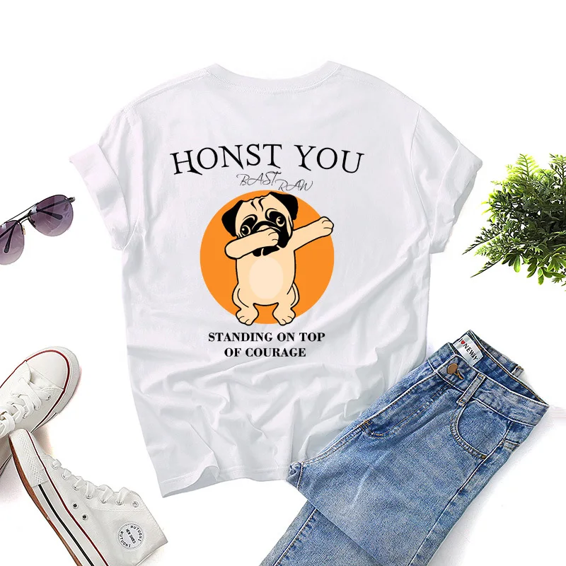 

Women T-shirt Summer Casual Street Top Tees Cute Cartoon Dog Female Short Sleeve O-Neck T-shirt Plus Size For Women Clothing