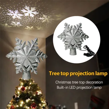 

Hollow Snowflake Christmas Tree Top Hat LED Snowflake Rotating Projection Lamp Decoration Used For Christmas Tree Tree Ornament