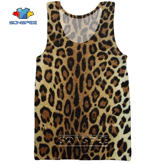 SONSPEE Leopard Animal Hunting 3D Print Men's Tank Tops Casual Fitness Bodybuilding Gym Muscle Funny Men Sleeveless Vest Shirt 3