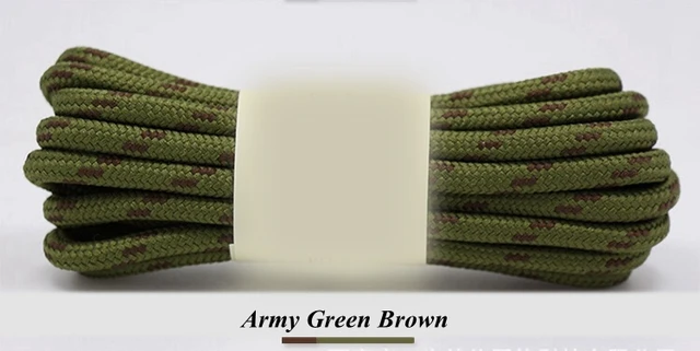 1Pair Round Shoelaces Outdoor Hiking Sports Shoe Laces Kids Sneakers Shoelaces Length 100/120/140/160CM Lacets Baskets 19 Colors Army green brown