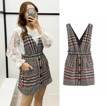 

Women clothing British Style Female printing dress mini Square Vintage dress women clothes sleeveless dress Vestidos
