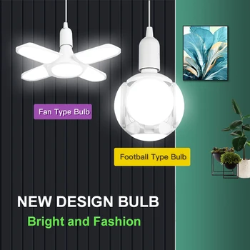 

E27 Led Bulb Lamp 220V Ampoule Leds Football Lamps Bulbs Foldable Fan Blade Lights Adjustable 45W 40W 60W For Kitchen Lighting