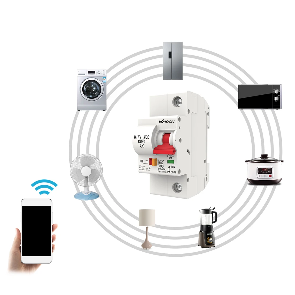 1P WiFi Интеллектуальный выключатель Реле напряжения с контролем энергии и функцией счетчика работает с Alexa и Google Home