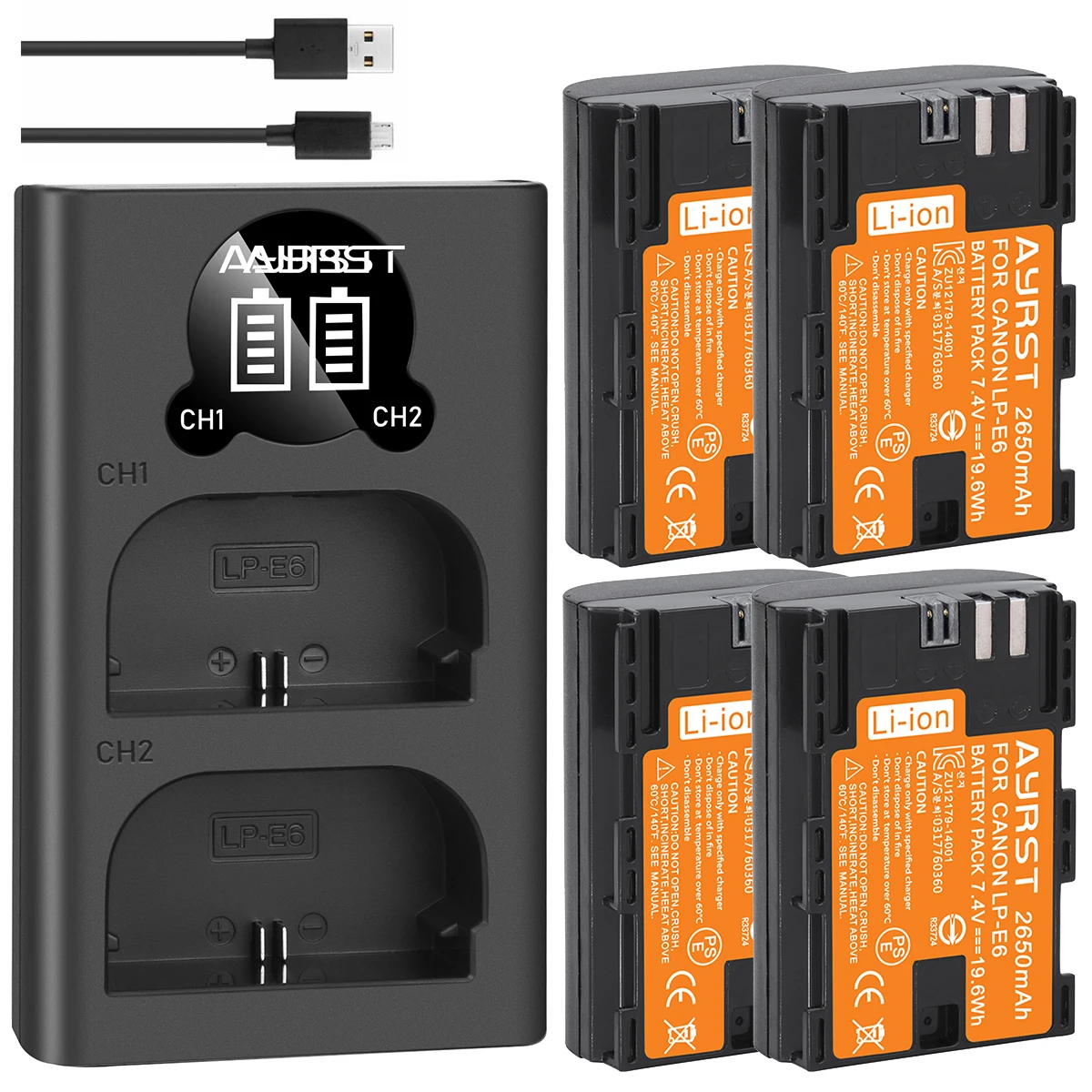 2650mAh LP E6 LPE6 камера Аккумулятор + двойное зарядное устройство для Canon 5D 5DS Mark II III 7D 60D