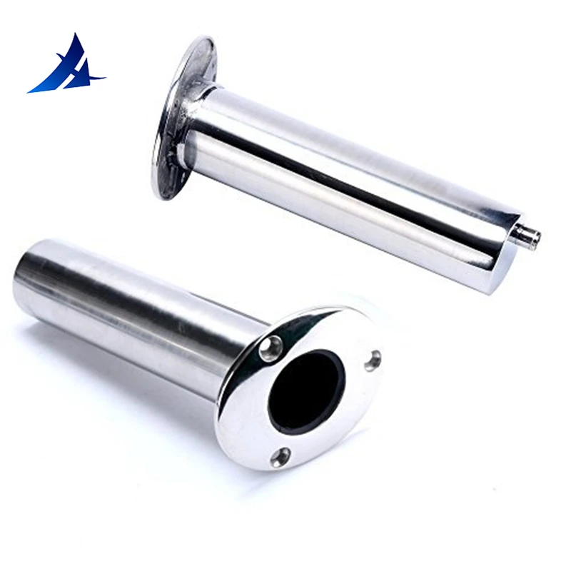 Boat Accessories Marine Stainless Steel 316 Deluxe Rod Holders with Drain, Flush Mount Fishing Rod Pole Holders, 15 Degree