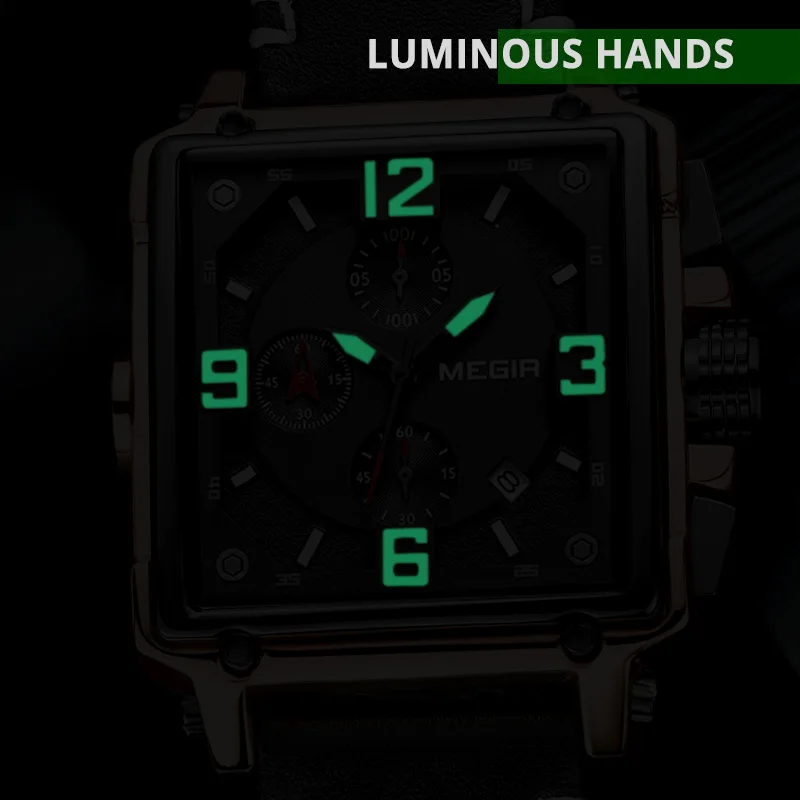 Kaufen MEGIR Kreative Männer Uhr Top Marke Luxus Chronograph Quarz Uhren Uhr Männer Leder Sport Army Military Handgelenk Uhren Saat