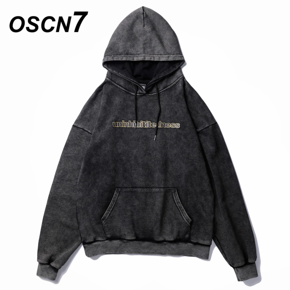 OSCN7 High Street ретро-худи для мужчин брендовая одежда зимняя Японская уличная хараджуку свитшот с капюшоном для мужчин s HD30