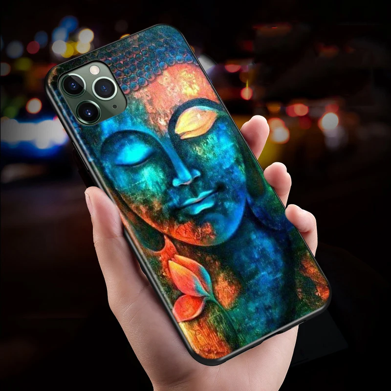 Silicone Cover Buddha Statue Purnima For IPhone 12 Mini 11 SE XS Pro Max XR X 8 7 6S 6 Plus 5 5S Phone Coque Case
