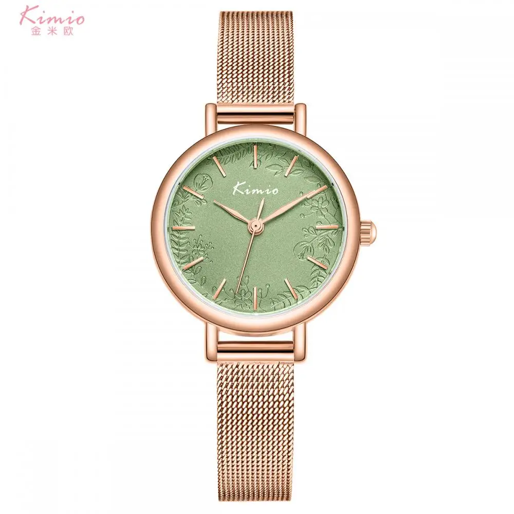 

Kimio Women Fashion Quartz Wristwatch Stainless Steel Mesh Belt Watch Small Dial Flower Watch Ladies Dress Watches Reloj Mujer