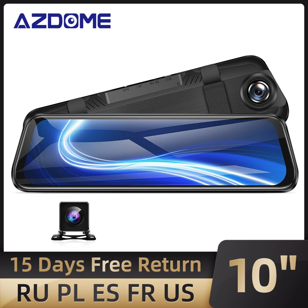 AZDOME 10 &quotполноэкранный Автомобильный видеорегистратор с зеркалом заднего вида