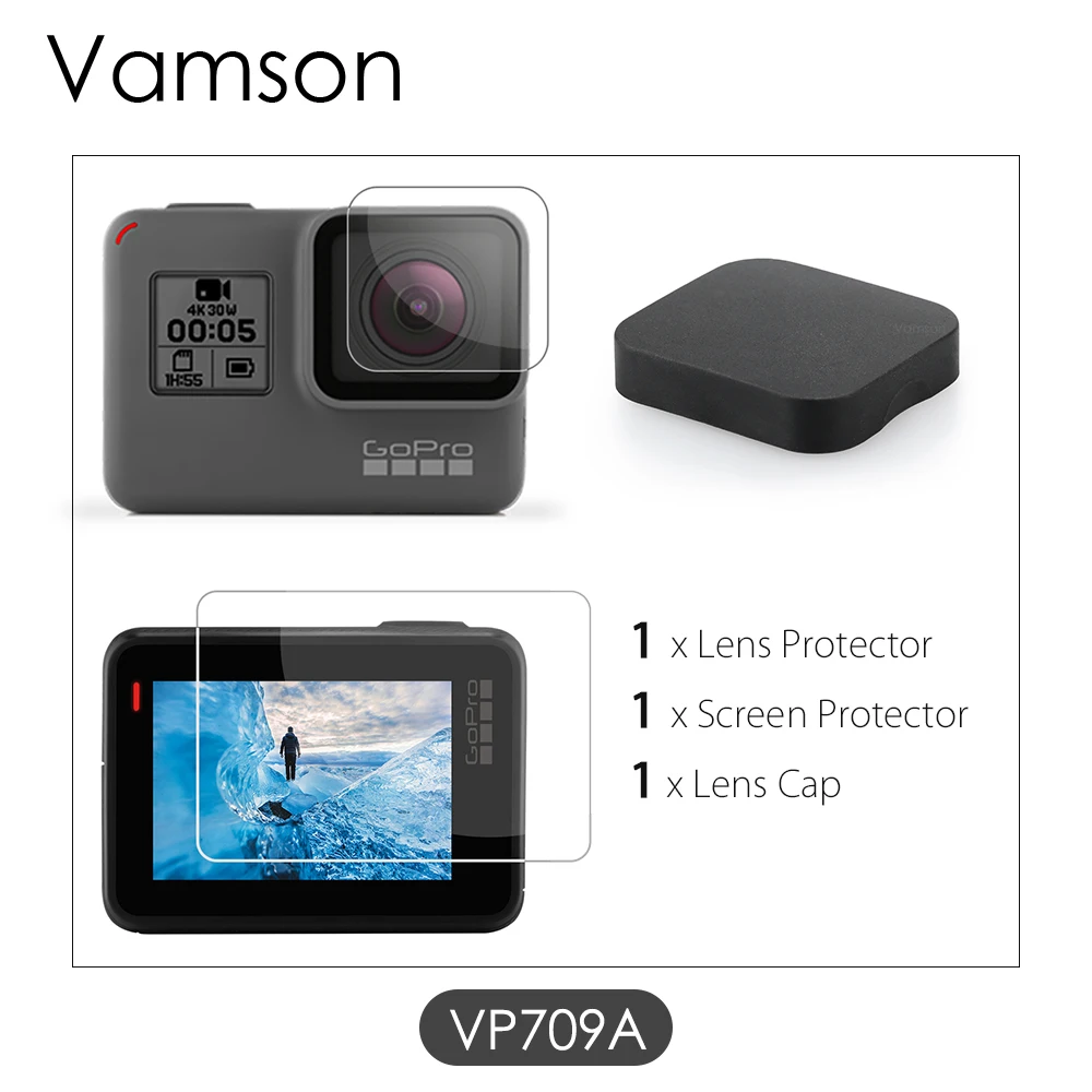 VP709A Vamson для Gopro Hero 7 Black 6 5 защитный чехол для объектива аксессуары Защитная крышка черная для Gopro Hero 5 камера VP709 - Цвет: VP709A