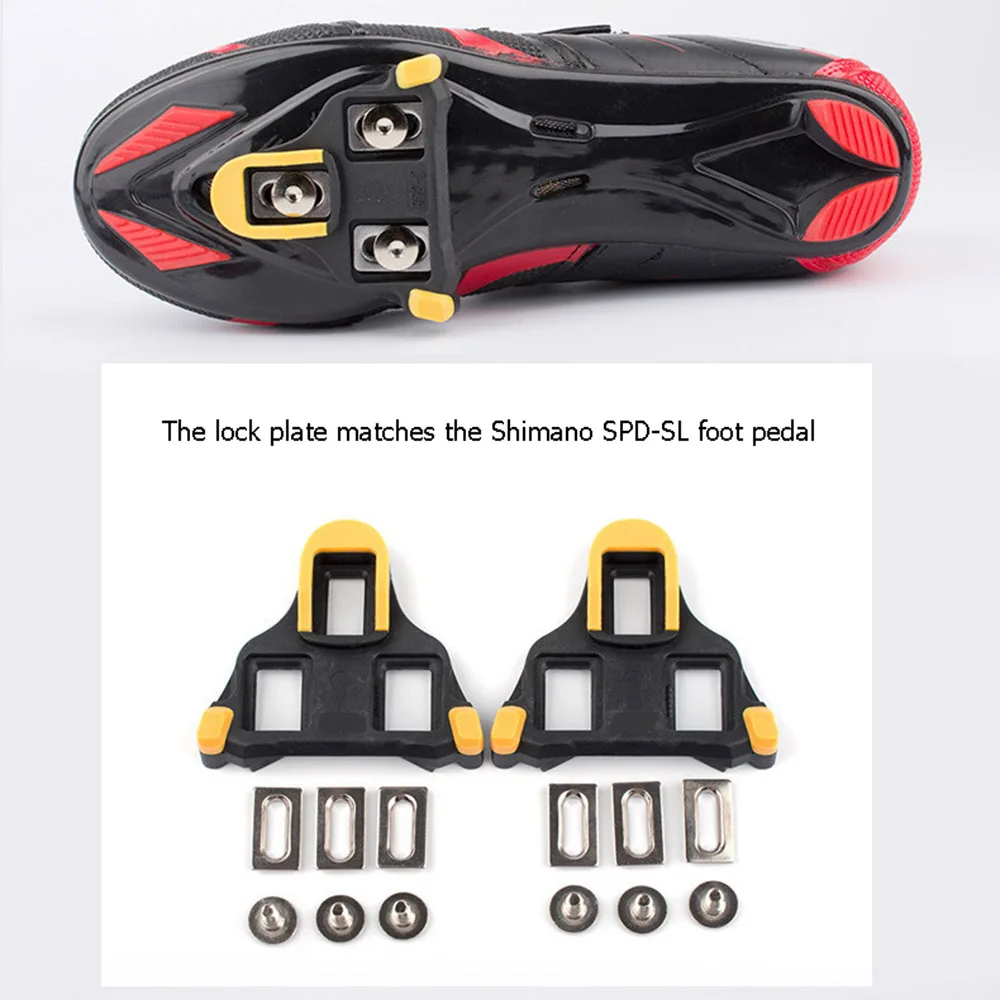 1pair Bicycle Self-locking Pedal Set Red Yellow Road Bike Pedal Cleats For Shimano SPD-SL SM-SH11 2pcs Bike Accessories BC0182 (9)