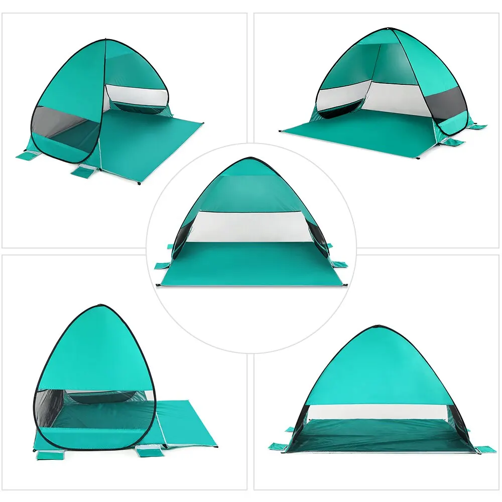 Outdoor Automatic Tent Instant Pop up Camping Tent Portable Travel Beach Tent Anti UV Shelter Fishing Hiking Picnic Silver X88B 5