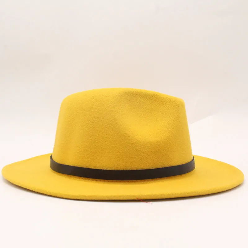 Fashion wool chain button decoration men's fedora ladies jazz hat ladies vintage felt hat large classic top winter outdoor hat