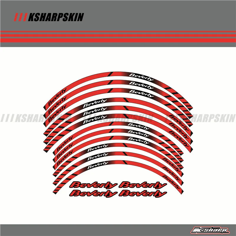 12 X толстый край внешний обод наклейки в полоску колесные наклейки подходят для всех Piaggio beverly 125 250 350 500 16''14''