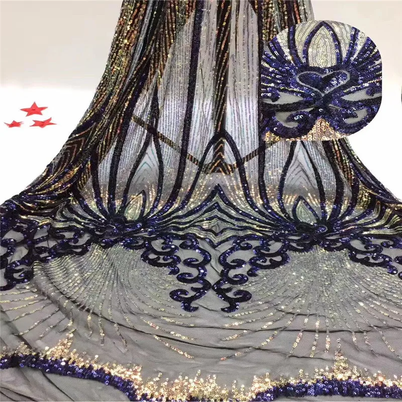 

high quality French Nigerian sequins net lace,African tulle mesh sequence lace fabric for party dress 5yards/lot