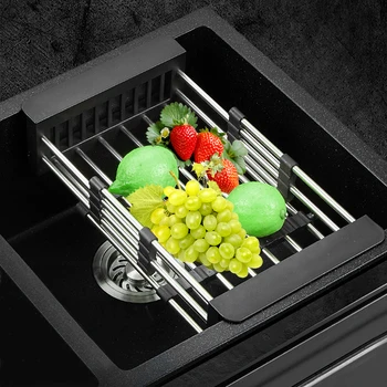

Stainless Steel Adjustable Telescopic Kitchen Over Sink Dish Drying Rack Insert Storage Organizer Fruit Vegetable Tray Drainer